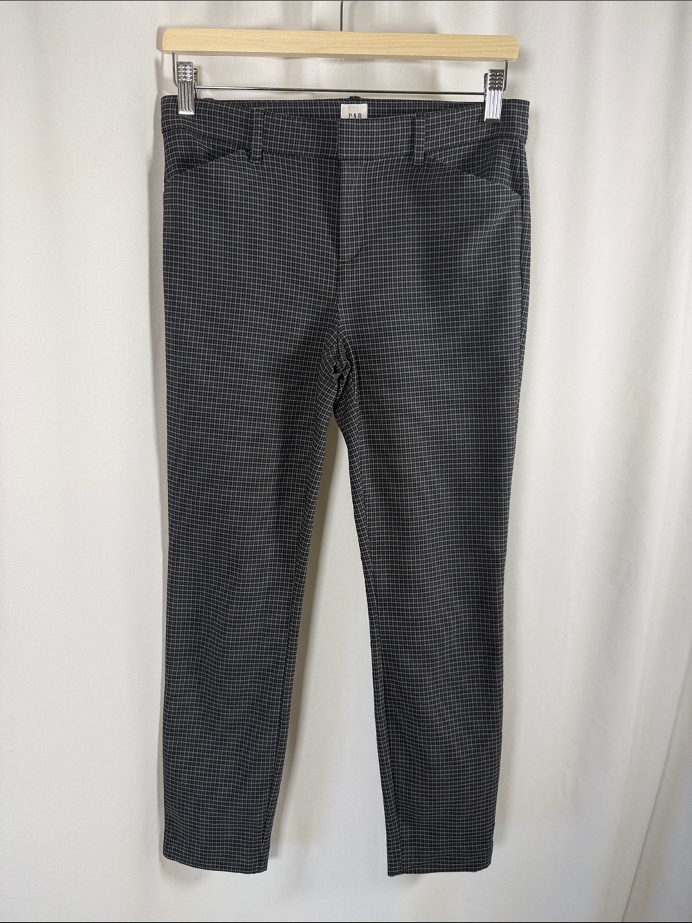 GAP Women's Black and White Micro-Check Pants